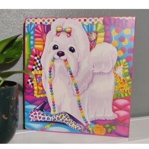 MALTESE PUPPY DOG with PEARLS by LISA FRANK - FRIENDS *  3 Ring Binder vintage